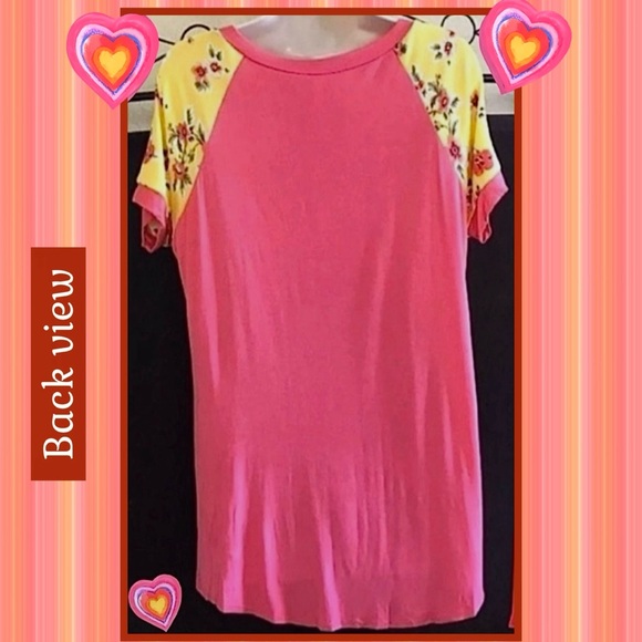 COOL MELON NWOT XL CORAL/YELLOW FLORAL TSHIRT CASUAL COTTAGECORE LIGHTWEIGHT - Picture 4 of 11